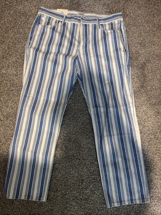 Citizens Of Humanity Denim - Citizens Of Humanity Blue and White Straight-Leg Striped Jeans
